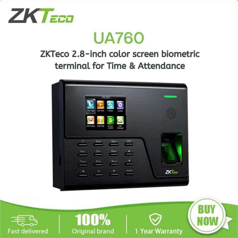 ZKTeco UA760 Fingerprint Time, 3000 User Capacity, 2.8" Color Display,  | ZK-UA7...